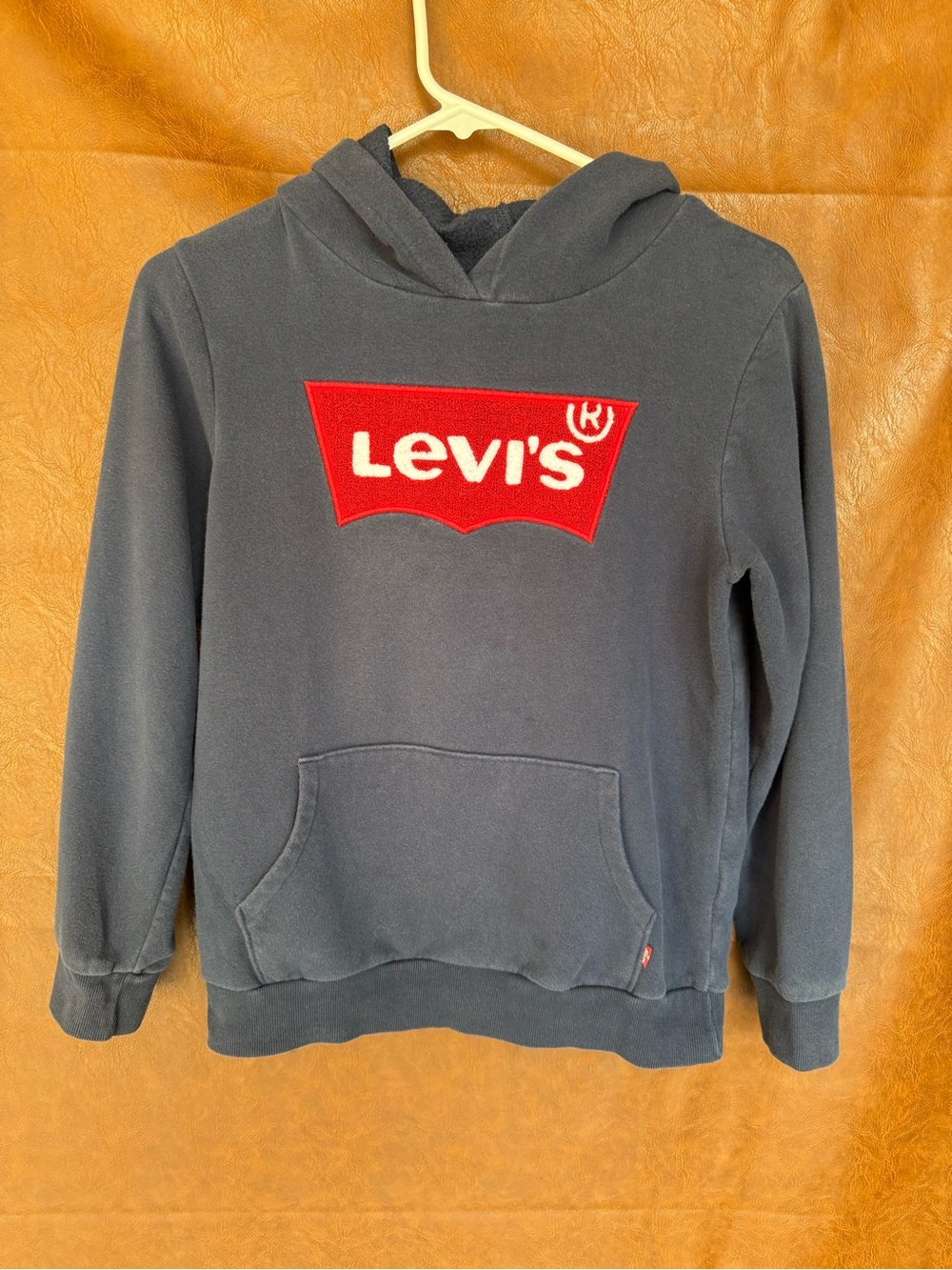 Levis Boys Large Hoodie Kids Faded Black Red Batwing Logo Pullover Sweatshirt